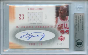 Michael Jordan球員卡神物：2001 Upper Deck限量23張MJ親筆簽名球衣卡，經BGS鑑定認證